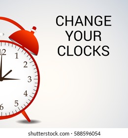 Vector Illustration Of A Banner For Change Your Clocks Message For Daylight Saving Time.