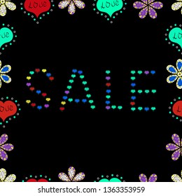 Vector illustration. Banner clearance sale. Seamless pattern. Illustration in red, black and green colors.