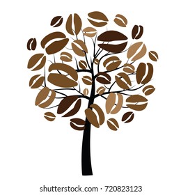 vector illustration of  banner with coffee beans growing on the tree and caffeine drink season designs