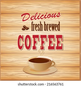 vector illustration banner for coffee on the wood background- eps10