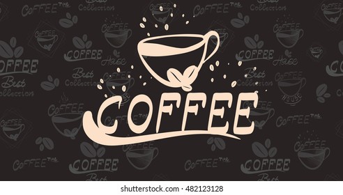 vector illustration banner for coffee on the vintage background- for your application , project 