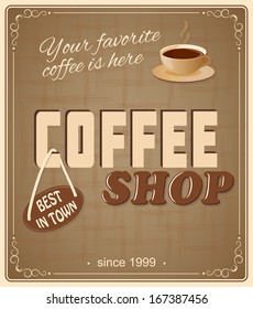 vector illustration banner for coffee shop on the vintage background - eps10