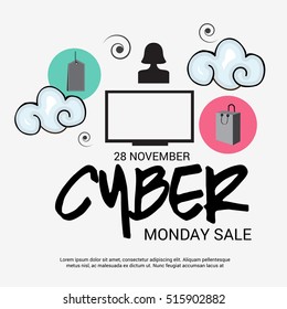 Vector illustration of a Banner For Cyber Monday Sale.