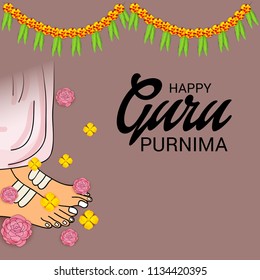 Vector Illustration of a Banner for the Day Of Honoring Celebration Guru Purnima with Text Space Background.