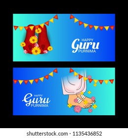 Vector Illustration of a Banner for the Day Of Honoring Celebration Guru Purnima with Text Space Background.