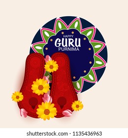 Vector Illustration of a Banner for the Day Of Honoring Celebration Guru Purnima with Text Space Background.