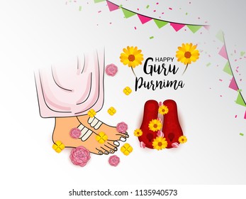 Vector Illustration of a Banner for the Day Of Honoring Celebration Guru Purnima with Text Space Background.