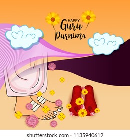 Vector Illustration of a Banner for the Day Of Honoring Celebration Guru Purnima with Text Space Background.