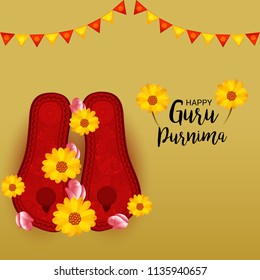 Vector Illustration of a Banner for the Day Of Honoring Celebration Guru Purnima with Text Space Background.