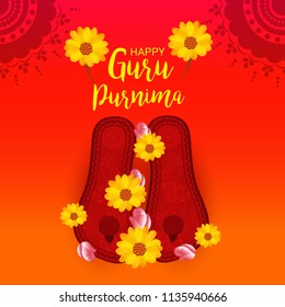 Vector Illustration of a Banner for the Day Of Honoring Celebration Guru Purnima with Text Space Background.