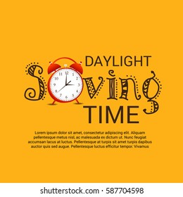 Vector illustration of a Banner for Daylight Saving Time with time clock.