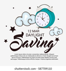 Vector illustration of a Banner for Daylight Saving Time with time clock.