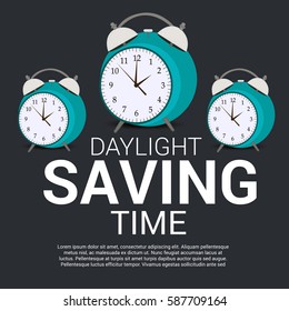 Vector illustration of a Banner for Daylight Saving Time with time clock.