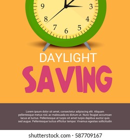 Vector illustration of a Banner for Daylight Saving Time with time clock.