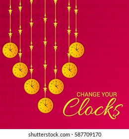 Vector illustration of a Banner for Daylight Saving Time with time clock.