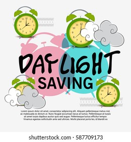 Vector illustration of a Banner for Daylight Saving Time with time clock.