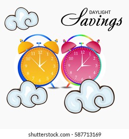 Vector illustration of a Banner for Daylight Saving Time with time clock.
