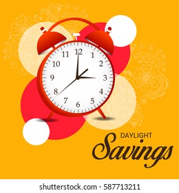 Vector illustration of a Banner for Daylight Saving Time with time clock.