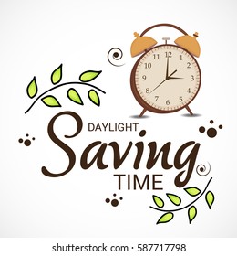 Vector illustration of a Banner for Daylight Saving Time with time clock.