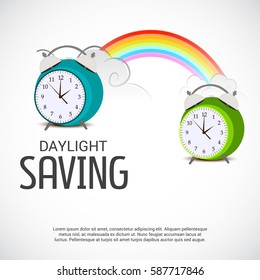 Vector illustration of a Banner for Daylight Saving Time with time clock.