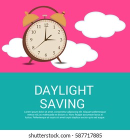 Vector illustration of a Banner for Daylight Saving Time with time clock.
