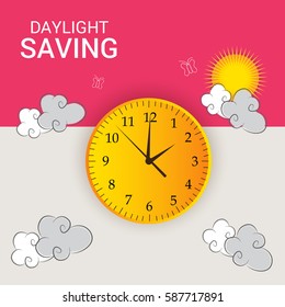 Vector illustration of a Banner for Daylight Saving Time with time clock.