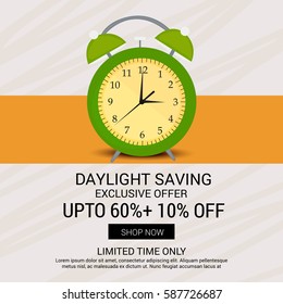 Vector illustration of a Banner for Daylight Saving Time with time clock.