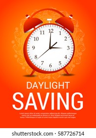 Vector illustration of a Banner for Daylight Saving Time with time clock.