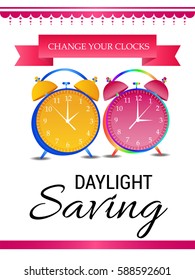 Vector illustration of a Banner for Daylight Saving Time with time clock.