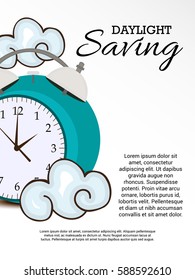 Vector illustration of a Banner for Daylight Saving Time with time clock.