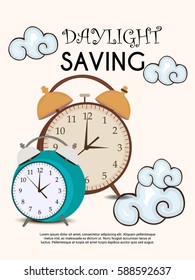 Vector illustration of a Banner for Daylight Saving Time with time clock.
