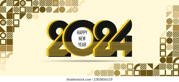 Vector illustration banner design of 2024 Happy New Year, typography template for poster, banner, or greeting card for Merry Christmas and happy new year. 