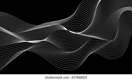 Vector illustration banner design abstract wave effect background on black.