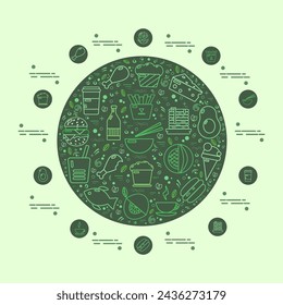 Vector illustration banner design, on a green round background