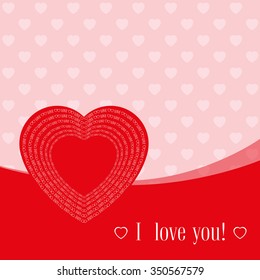 Vector illustration. Banner for design poster, card or invite Valentine's Day with hearts and title on pink background