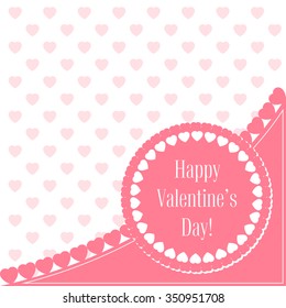 Vector illustration. Banner for design poster, card or invite Valentine's Day with hearts and title on pink background