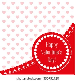 Vector illustration. Banner for design poster, card or invite Valentine's Day with hearts and title on red background