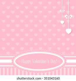 Vector illustration. Banner for design poster, card or invite Valentine's Day with hearts and title on pink background