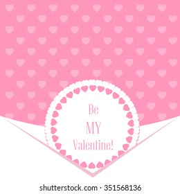 Vector illustration. Banner for design poster, card or invite Valentine's Day with hearts and title on pink background
