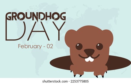 Vector illustration banner design template concept of Groundhog Day observed on February 02