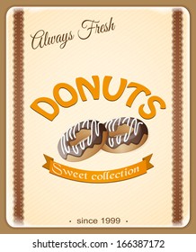 vector illustration banner with donuts on the vintage background- eps10
