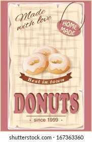 vector illustration banner  with donuts on the vintage background- eps10