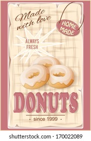 vector illustration banner with donuts on the vintage background- eps10