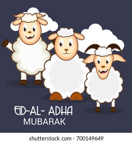 Vector illustration of a Banner for Eid-al-adha festival background with sheep.
