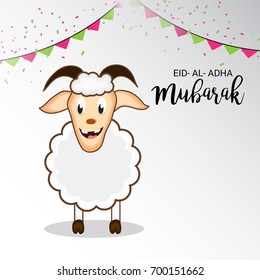 Vector illustration of a Banner for Eid-al-adha festival background with sheep.