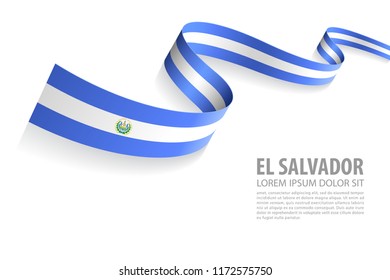 Vector Illustration Banner with El Salvador Flag colors in a perspective view