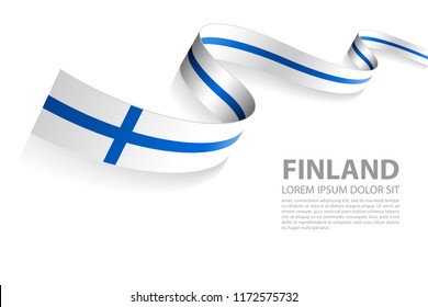 Vector Illustration Banner with Finland Flag colors in a perspective view