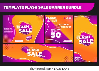 Ilustración vectorial banner flash sale bundle plantilla de medios sociales post.descuento 50% adecuado para su evento de tienda.