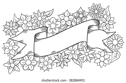 vector illustration of a banner with floral background