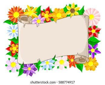 vector illustration of a banner with floral background